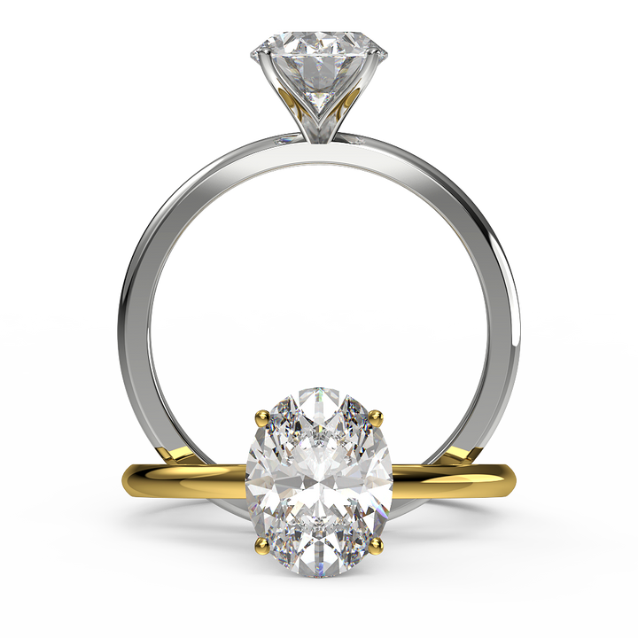 14K Gold Oval Solitaire Moissanite Ring, 9x7 mm - Simple Elegance