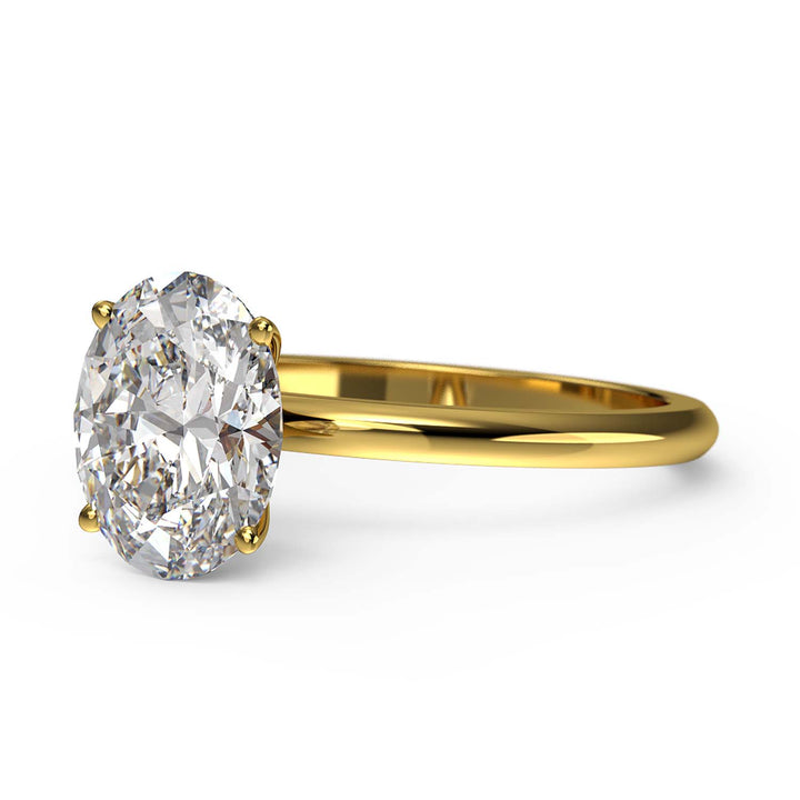 14K Gold Oval Solitaire Moissanite Ring, 9x7 mm - Simple Elegance