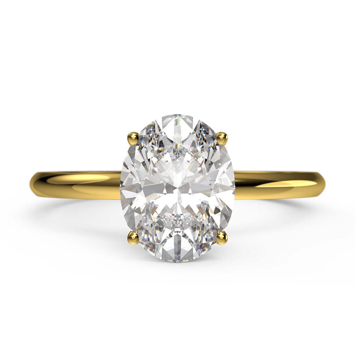 14K Gold Oval Solitaire Moissanite Ring, 9x7 mm - Simple Elegance