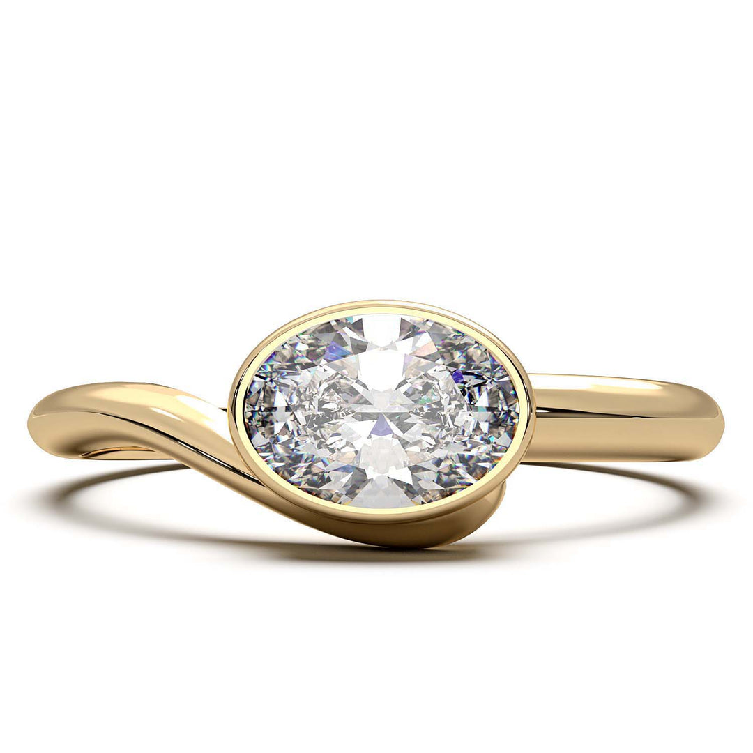 Exquisite Oval-Cut Lab-Grown Diamond Bezel Engagement Ring
