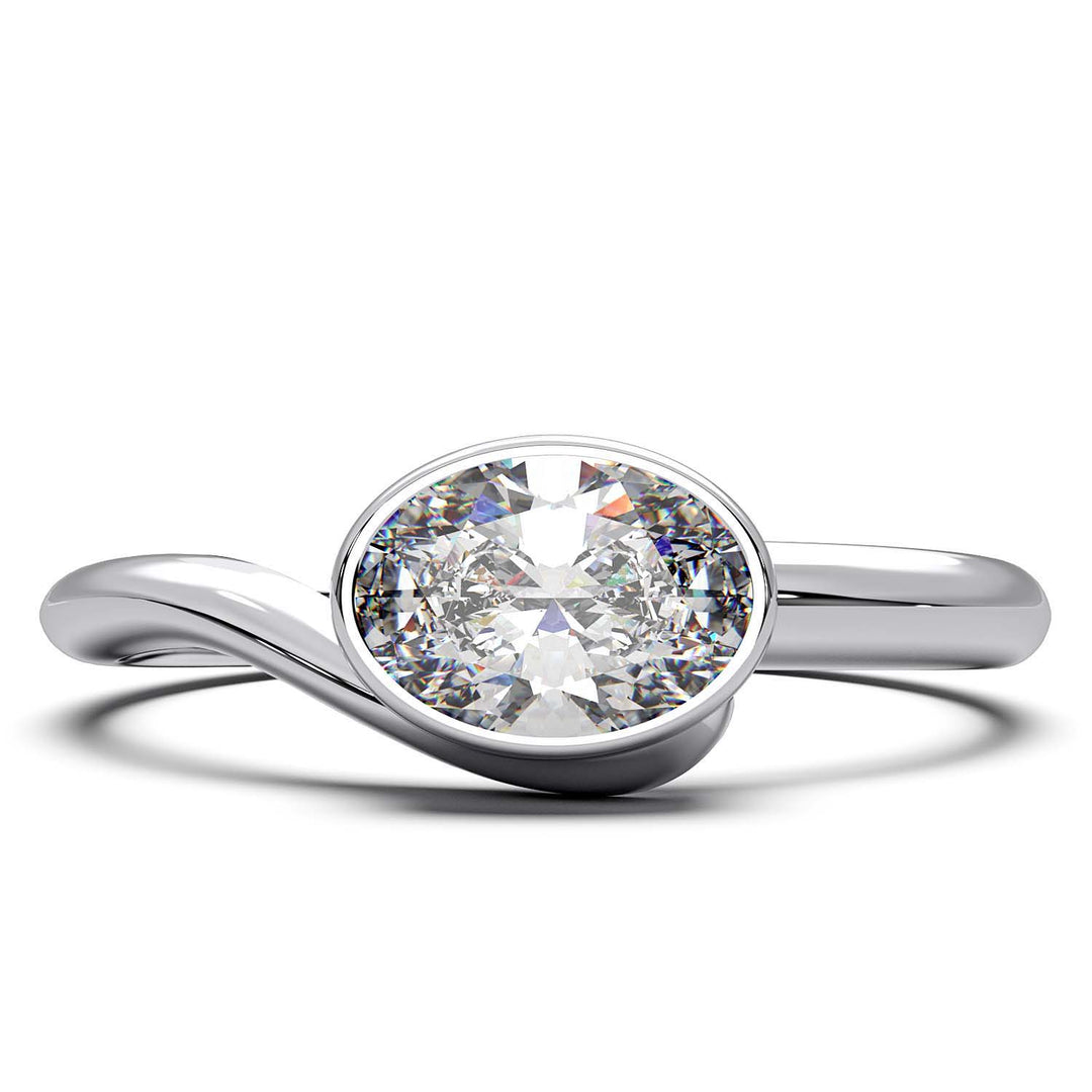 Exquisite Oval-Cut Lab-Grown Diamond Bezel Engagement Ring