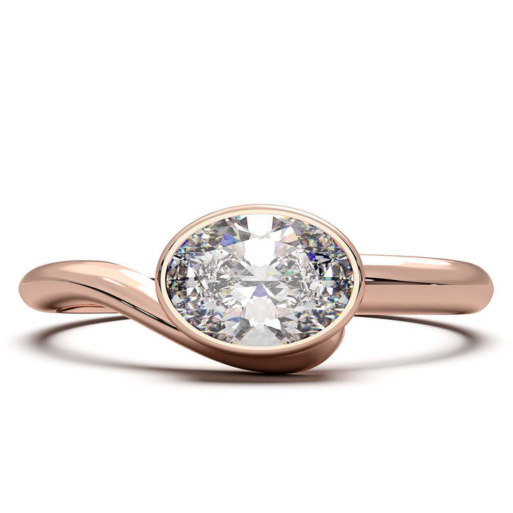 Exquisite Oval-Cut Lab-Grown Diamond Bezel Engagement Ring