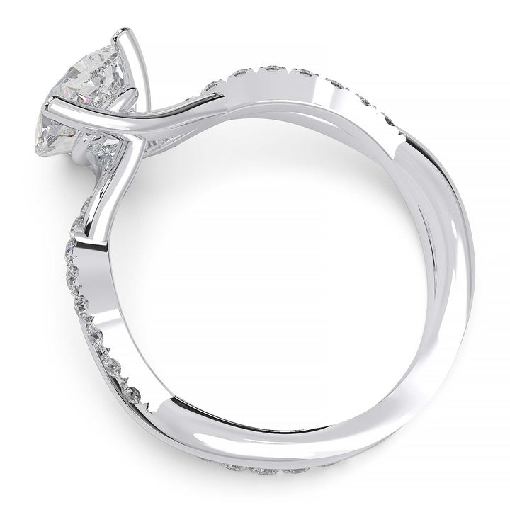Pear Shaped Diamond Twisted Engagement Ring - 1.8 CT Lab Grown, E Color, VVS2 Clarity