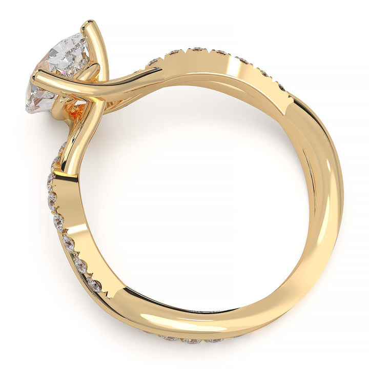 Pear Shaped Diamond Twisted Engagement Ring - 1.8 CT Lab Grown, E Color, VVS2 Clarity