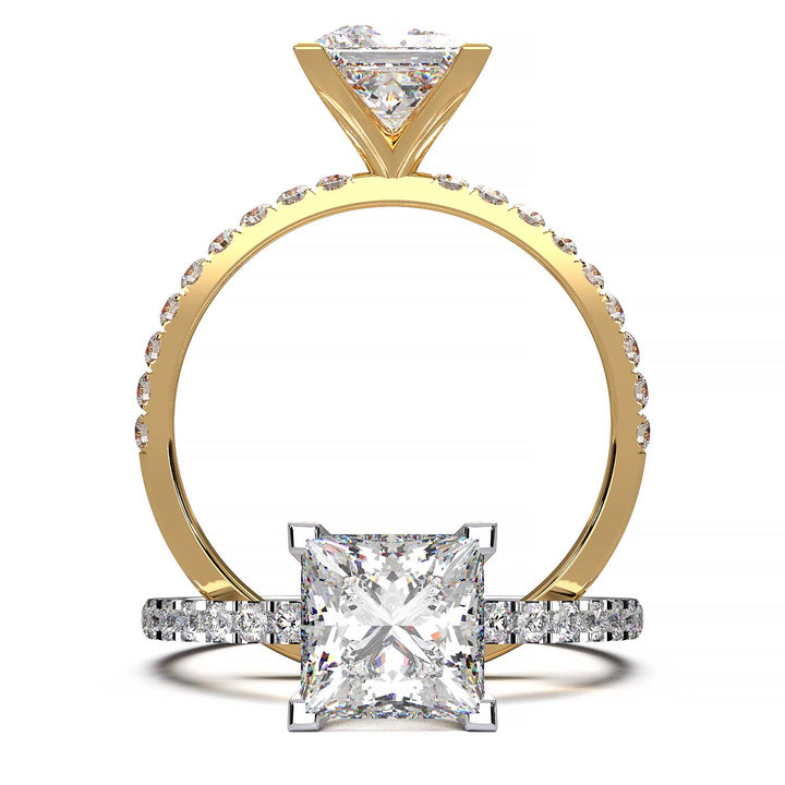1.25 Carat Princess Cut Lab-Grown Diamond Pave Engagement Ring