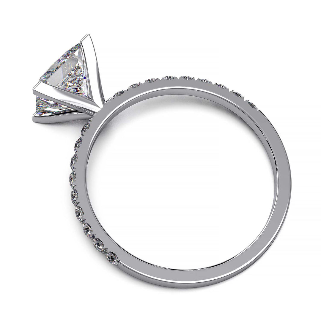 1.25 Carat Princess Cut Lab-Grown Diamond Pave Engagement Ring