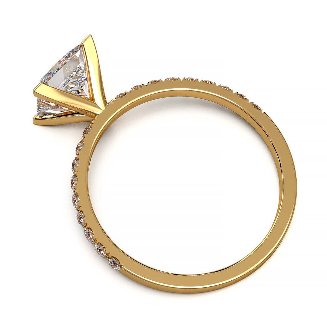 1.25 Carat Princess Cut Lab-Grown Diamond Pave Engagement Ring