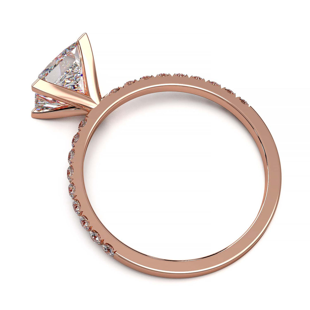 1.25 Carat Princess Cut Lab-Grown Diamond Pave Engagement Ring