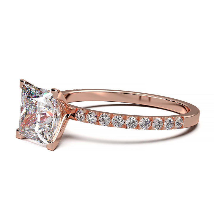 1.25 Carat Princess Cut Lab-Grown Diamond Pave Engagement Ring