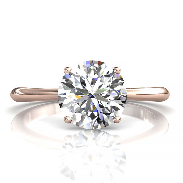 Timeless 7mm Moissanite Solitaire Ring with Tapered Band in Custom Metal