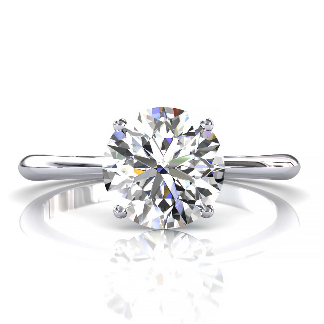 Timeless 7mm Moissanite Solitaire Ring with Tapered Band in Custom Metal