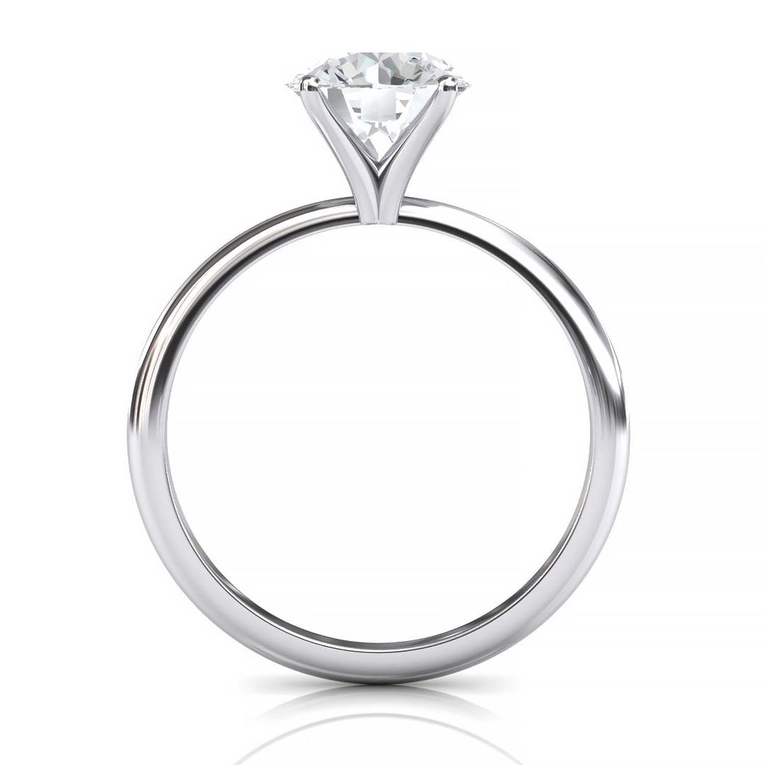 Timeless 7mm Moissanite Solitaire Ring with Tapered Band in Custom Metal
