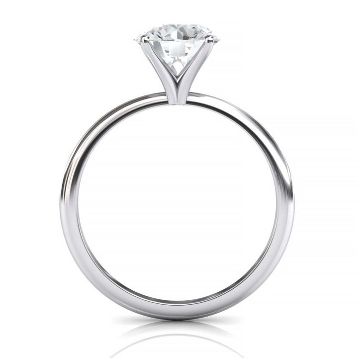 Timeless 7mm Moissanite Solitaire Ring with Tapered Band in Custom Metal