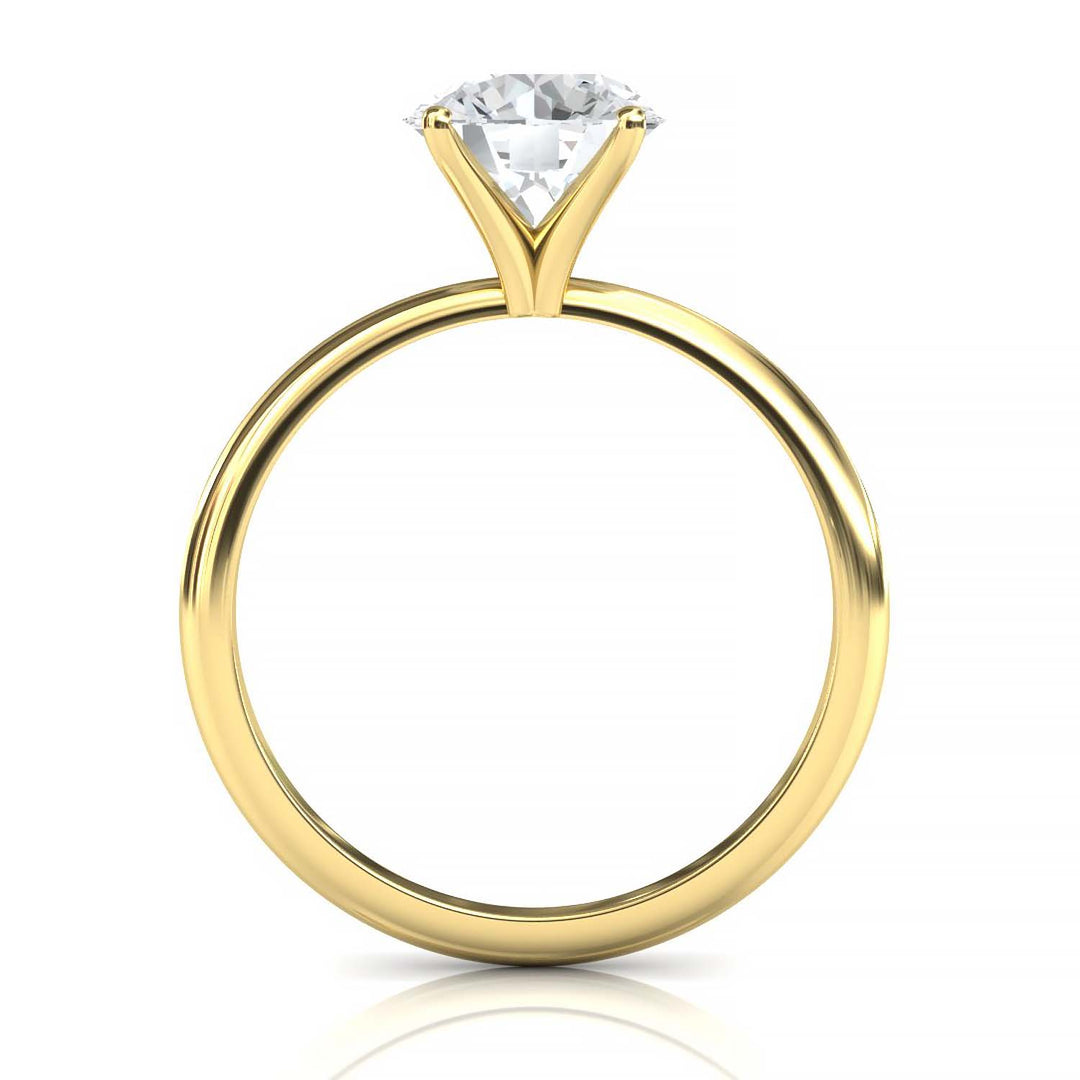 Timeless 7mm Moissanite Solitaire Ring with Tapered Band in Custom Metal