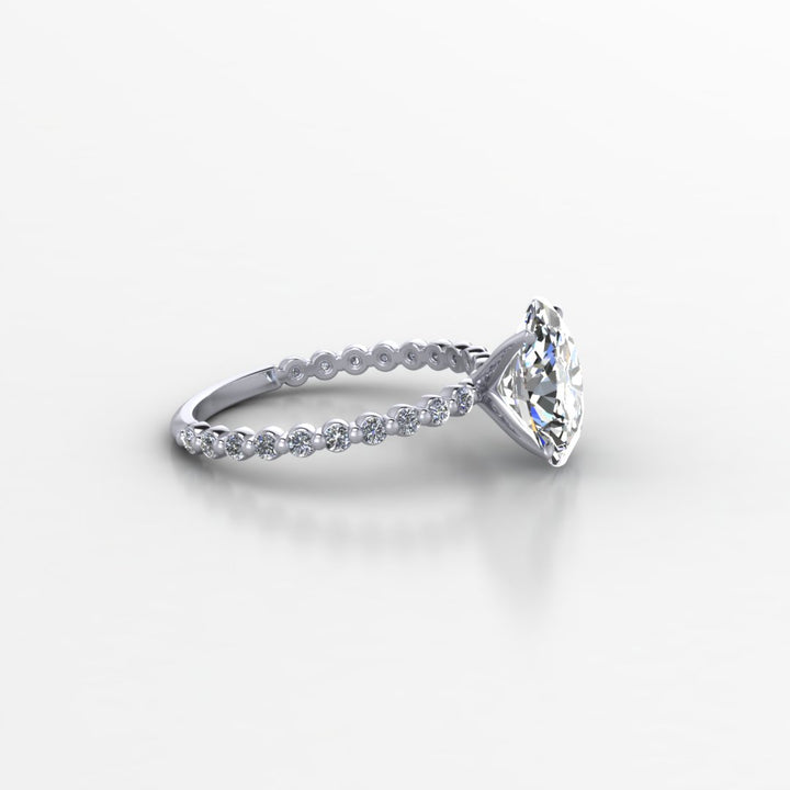 14K Gold Oval Moissanite Engagement Ring with Single Row Setting