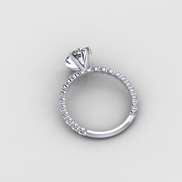 14K Gold Oval Moissanite Engagement Ring with Single Row Setting