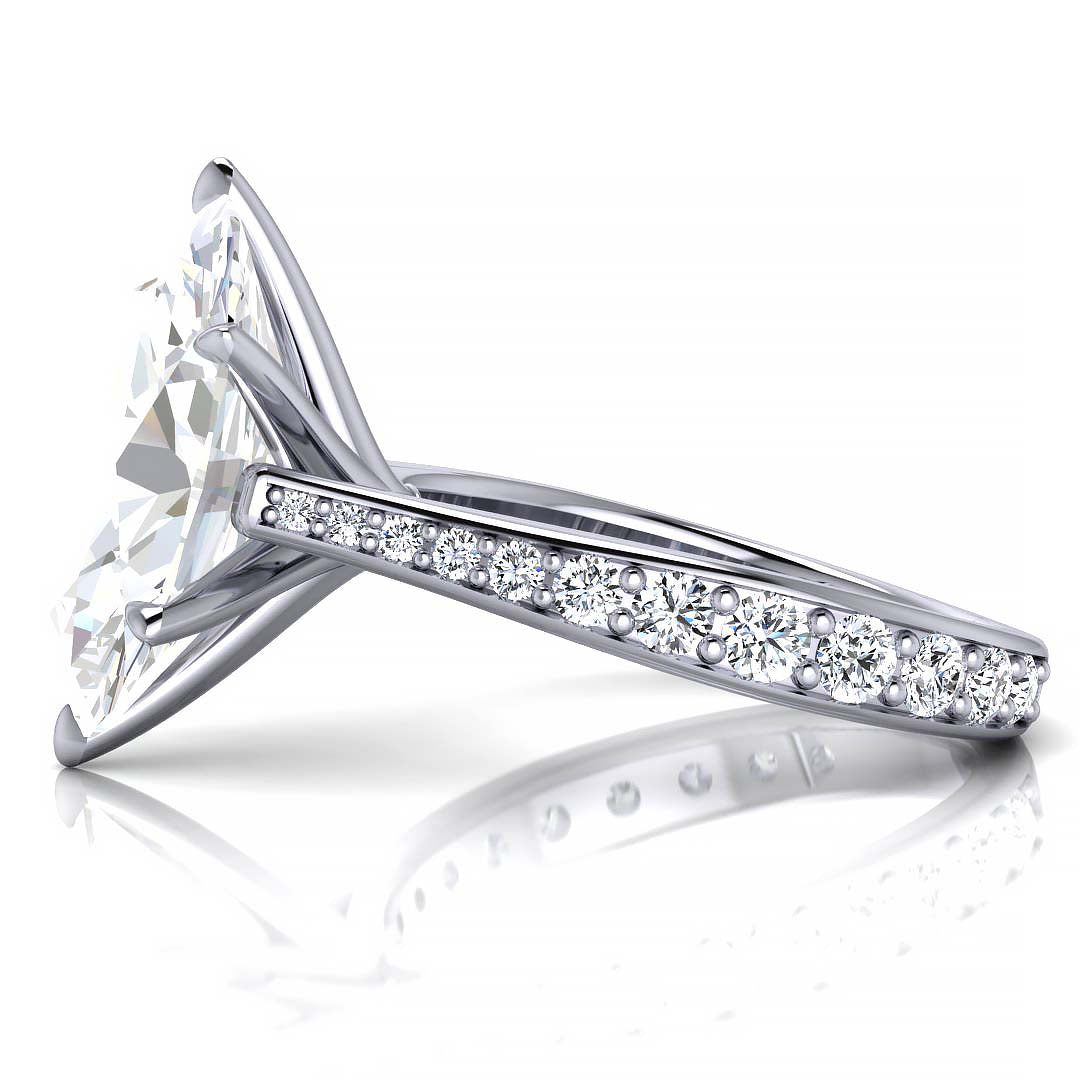 5.5 Carat Oval Lab-Grown Diamond Cathedral Engagement Ring with Channel-Set Band - Exquisite Elegance