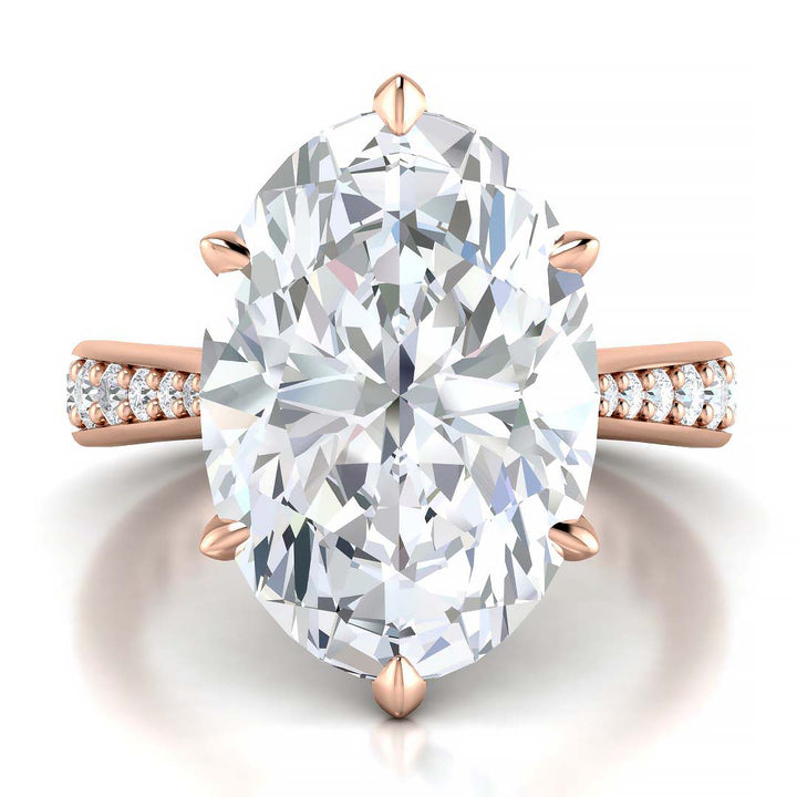 5.5 Carat Oval Lab-Grown Diamond Cathedral Engagement Ring with Channel-Set Band - Exquisite Elegance