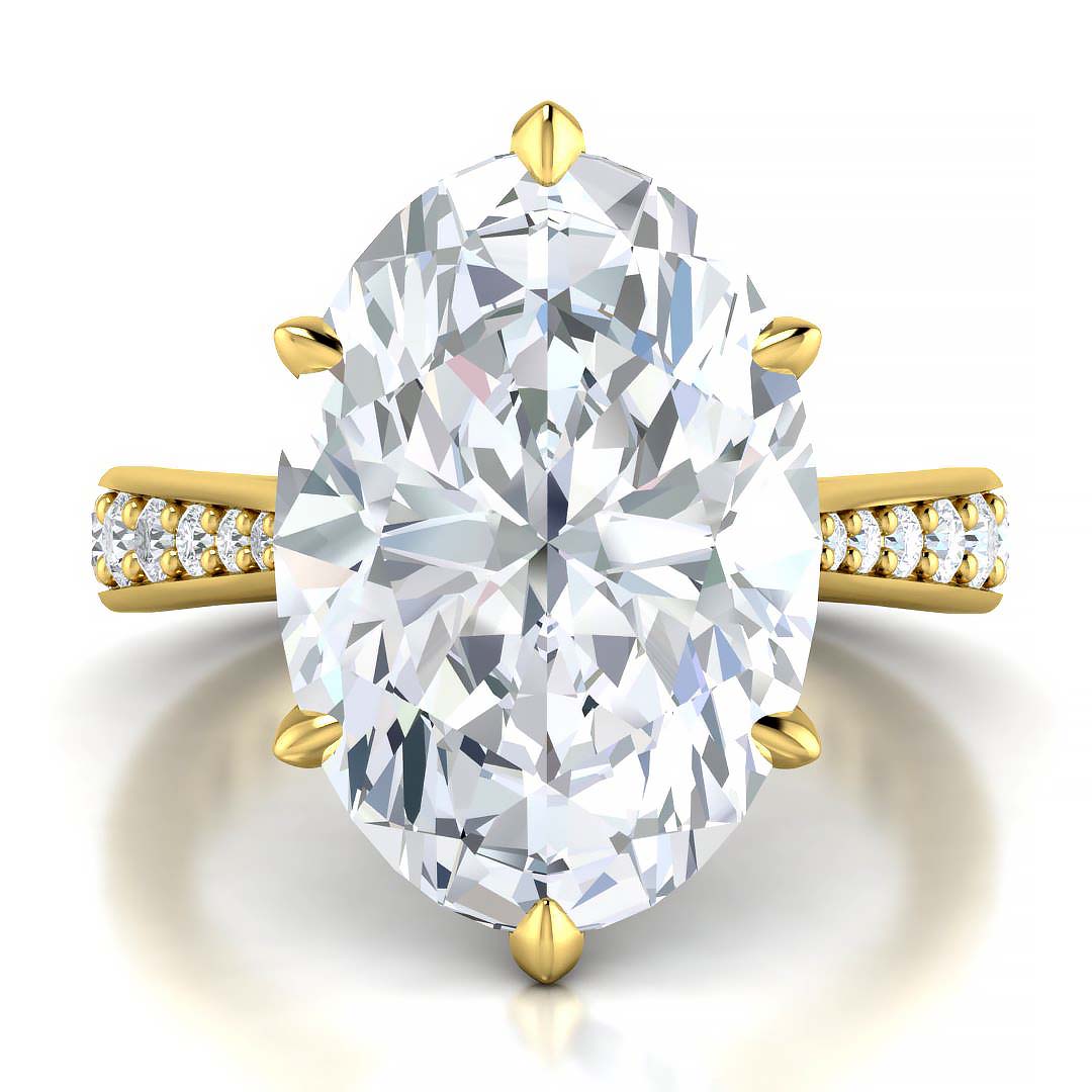 5.5 Carat Oval Lab-Grown Diamond Cathedral Engagement Ring with Channel-Set Band - Exquisite Elegance
