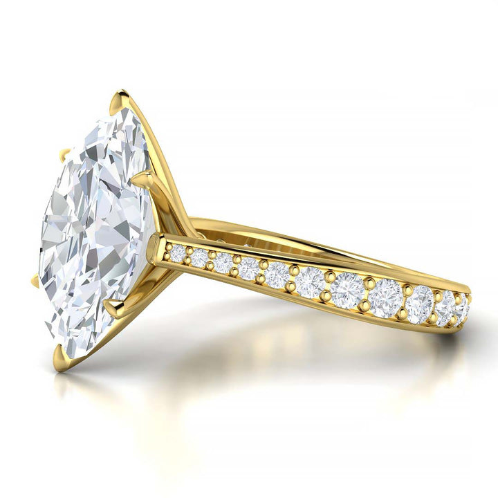 5.5 Carat Oval Lab-Grown Diamond Cathedral Engagement Ring with Channel-Set Band - Exquisite Elegance