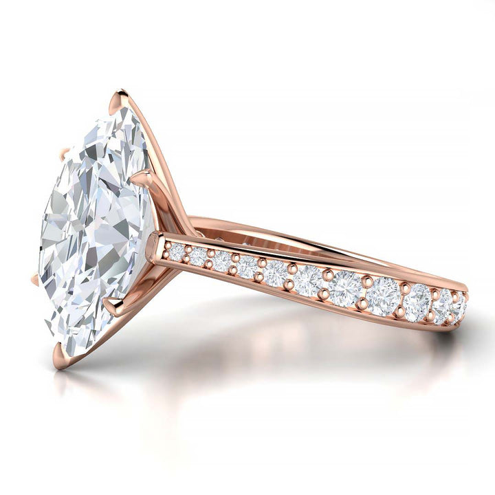 5.5 Carat Oval Lab-Grown Diamond Cathedral Engagement Ring with Channel-Set Band - Exquisite Elegance