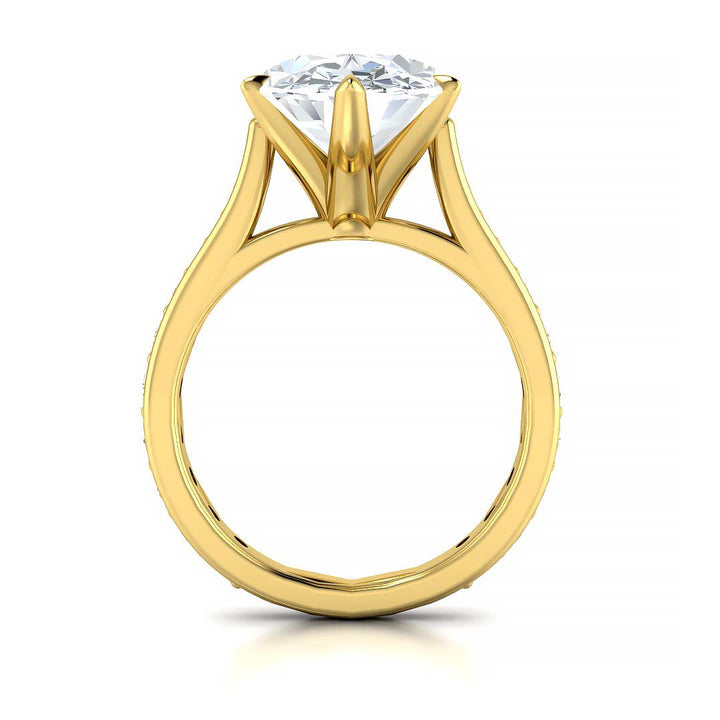 5.5 Carat Oval Lab-Grown Diamond Cathedral Engagement Ring with Channel-Set Band - Exquisite Elegance