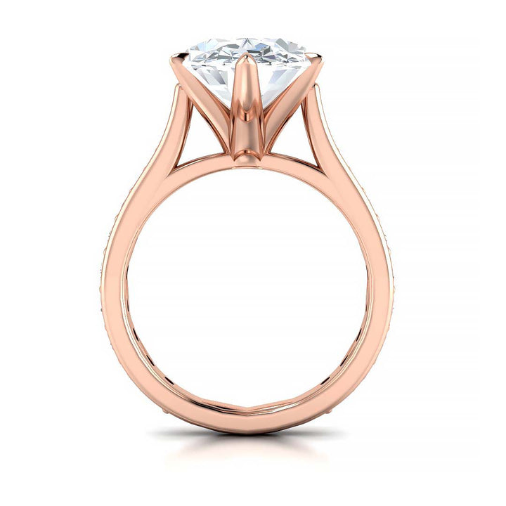 5.5 Carat Oval Lab-Grown Diamond Cathedral Engagement Ring with Channel-Set Band - Exquisite Elegance