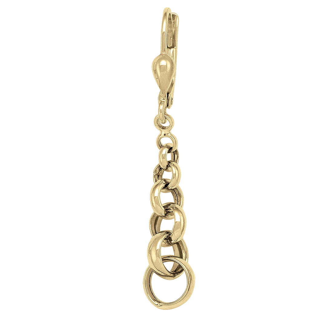 Chic 10k yellow gold high polish link drop earrings featuring interconnected rings in a sleek design, with a length of 28.5mm.