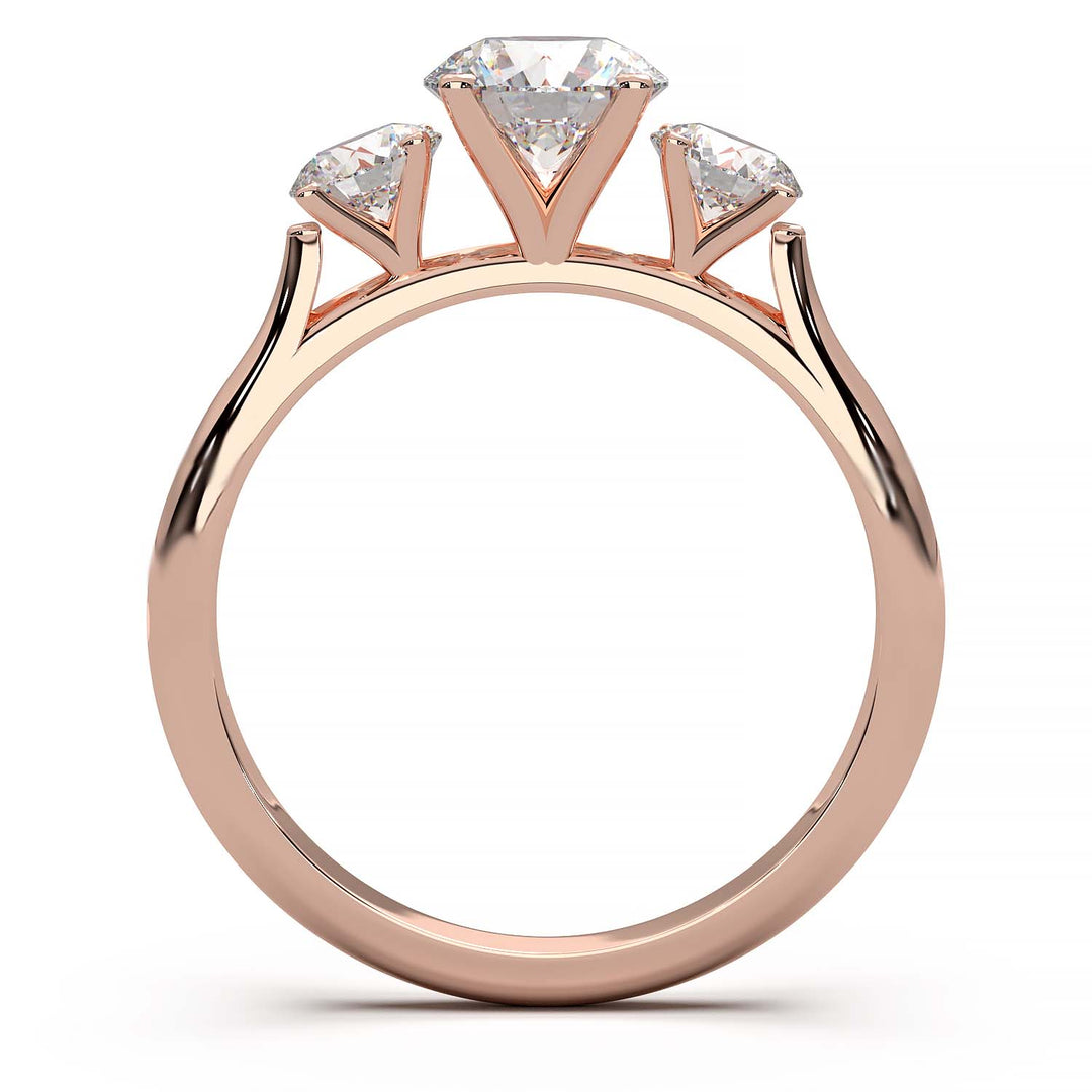 Cathedral Style Three-Stone Diamond Engagement Ring