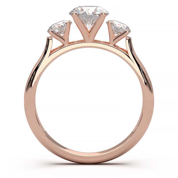 Cathedral Style Three-Stone Diamond Engagement Ring