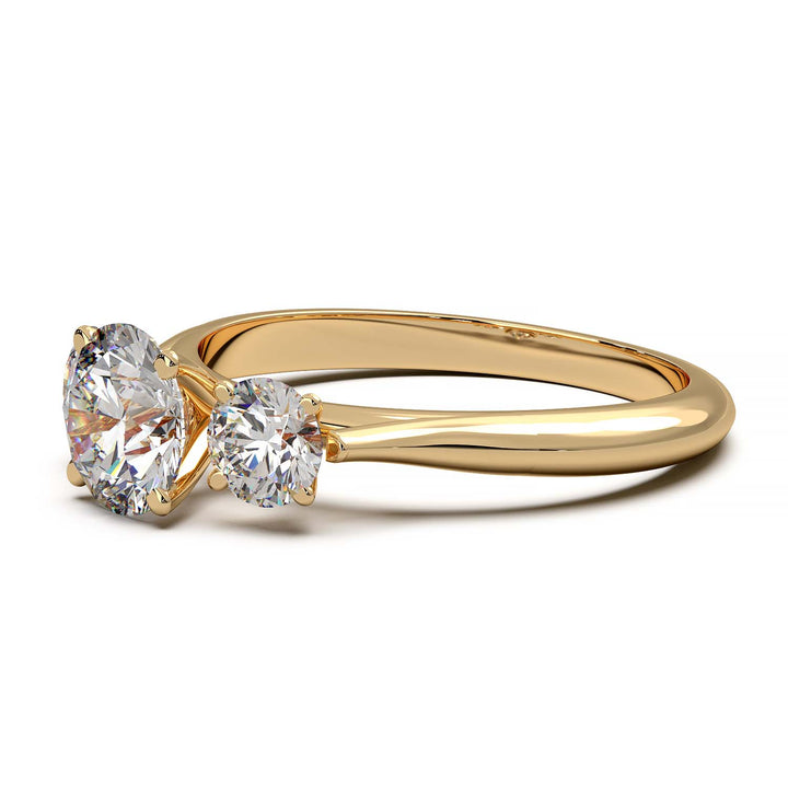 Cathedral Style Three-Stone Diamond Engagement Ring