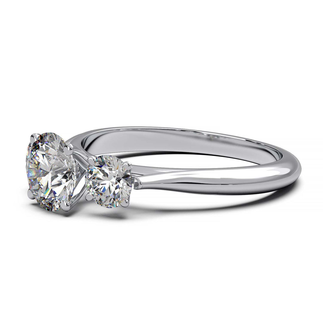 Cathedral Style Three-Stone Diamond Engagement Ring