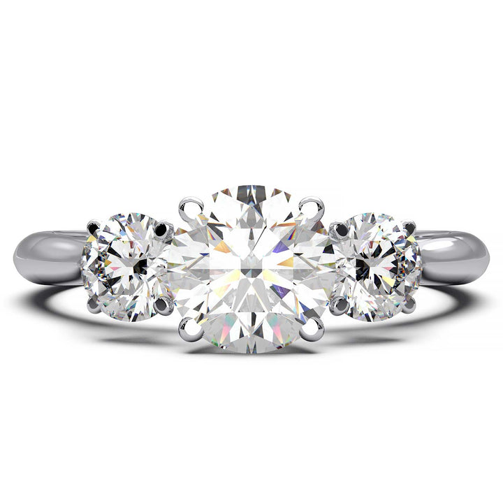 Cathedral Style Three-Stone Diamond Engagement Ring