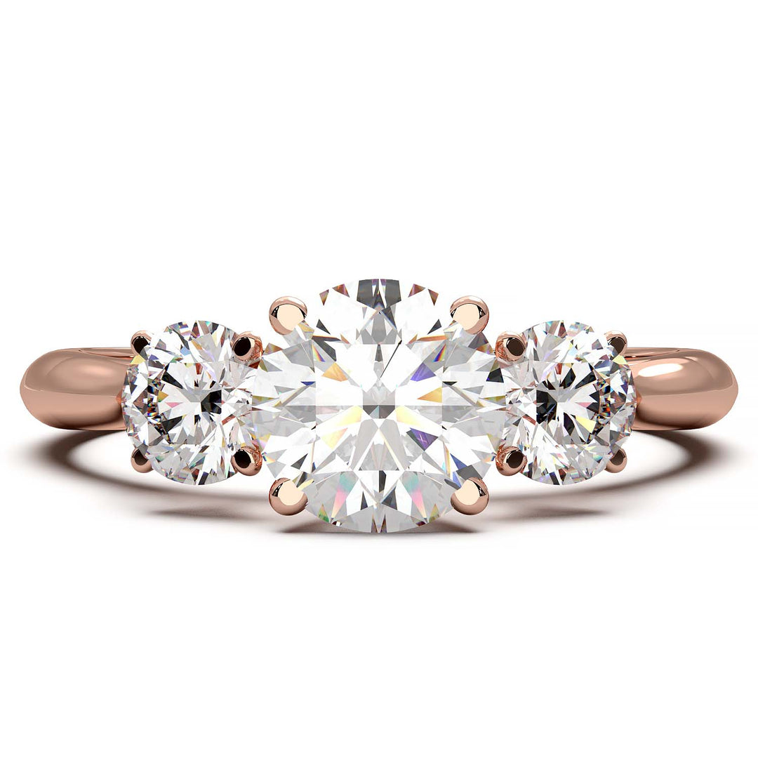 Cathedral Style Three-Stone Diamond Engagement Ring