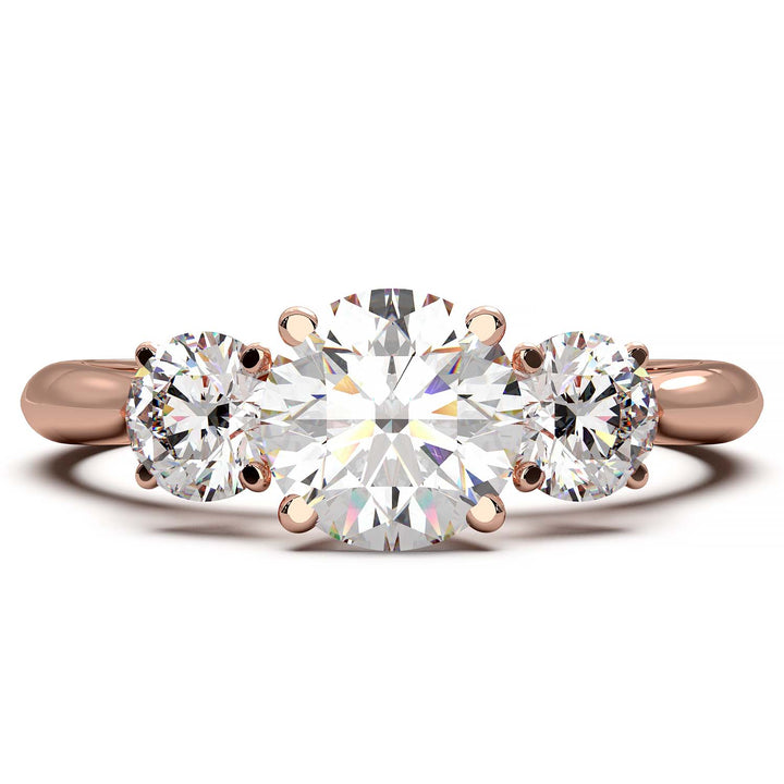 Cathedral Style Three-Stone Diamond Engagement Ring