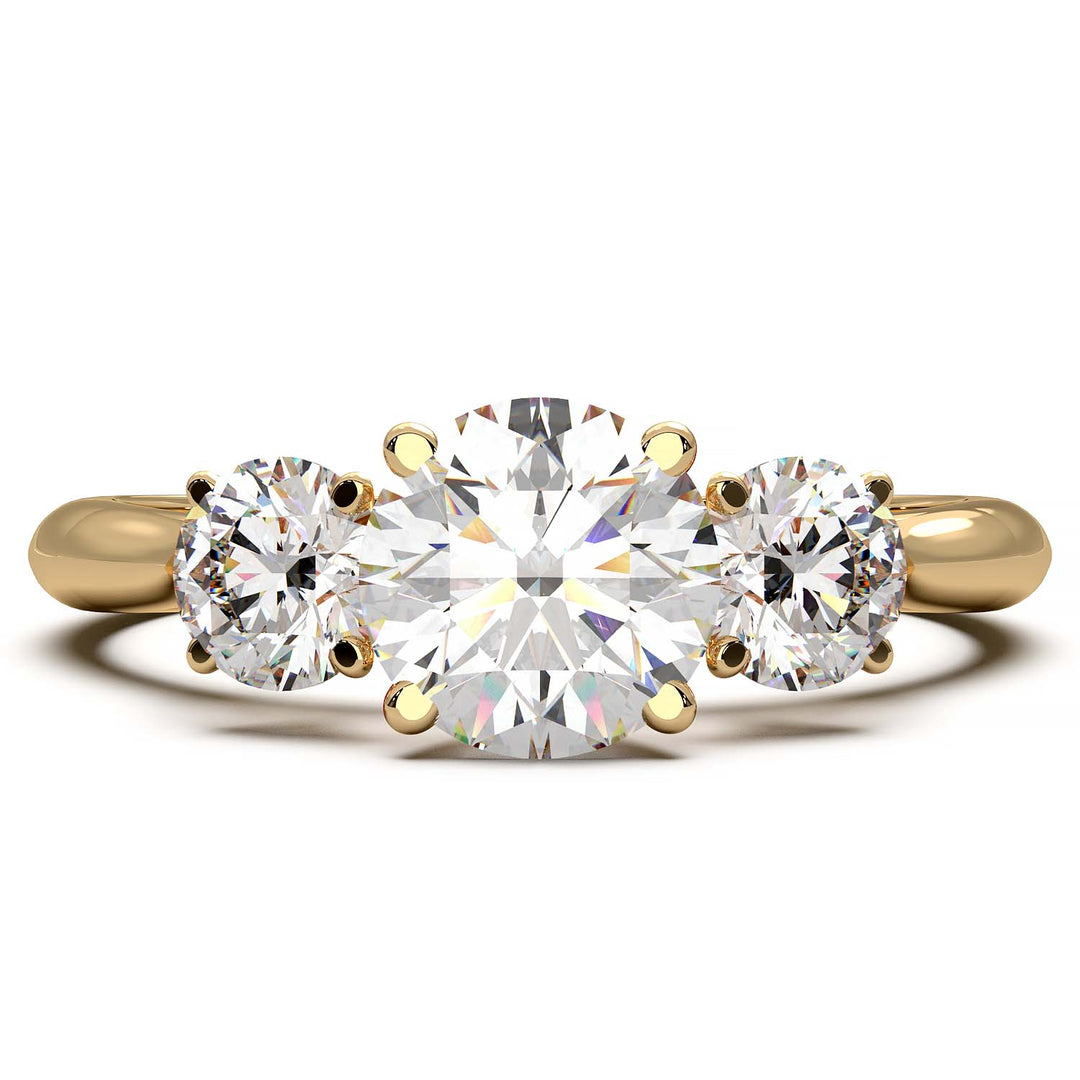 Cathedral Style Three-Stone Diamond Engagement Ring