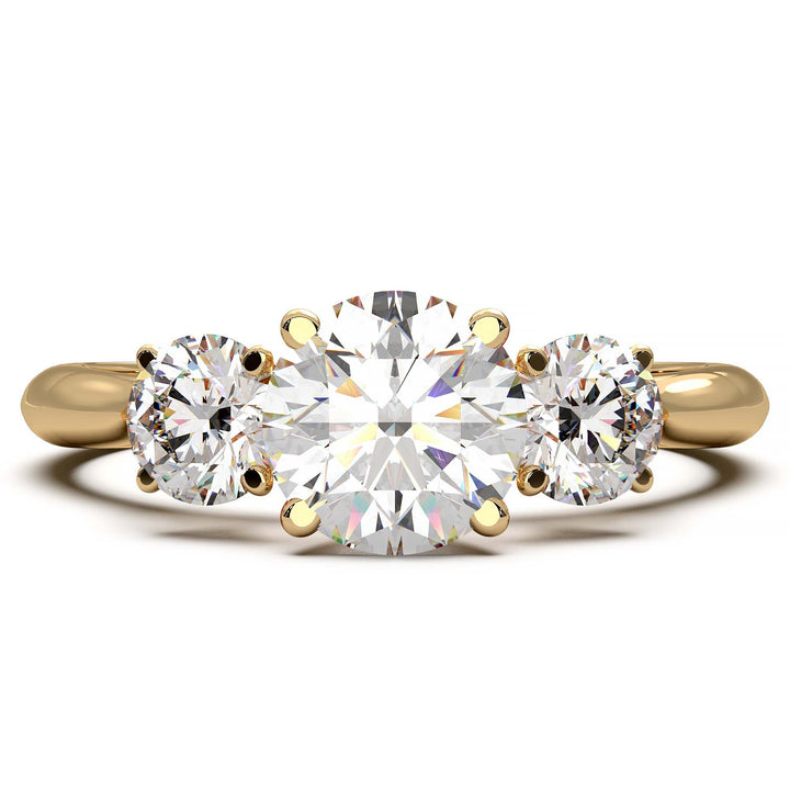 Cathedral Style Three-Stone Diamond Engagement Ring