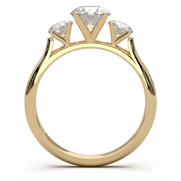 Cathedral Style Three-Stone Diamond Engagement Ring