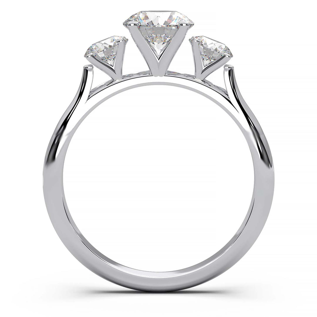 Cathedral Style Three-Stone Diamond Engagement Ring
