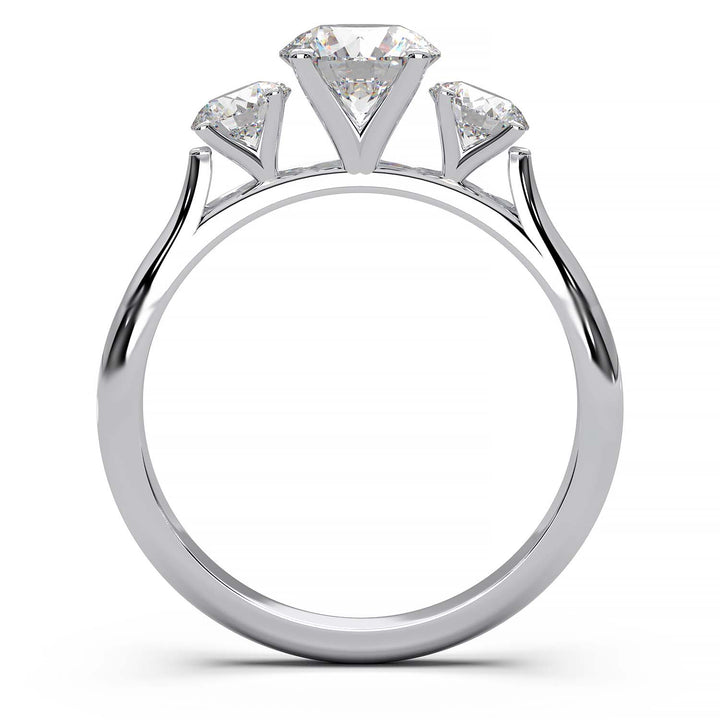 Cathedral Style Three-Stone Diamond Engagement Ring