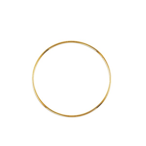 Thin and elegant 10K yellow gold hoop earrings, 42mm in diameter and 1mm wide, offering a subtle yet sophisticated addition to any jewelry collection.