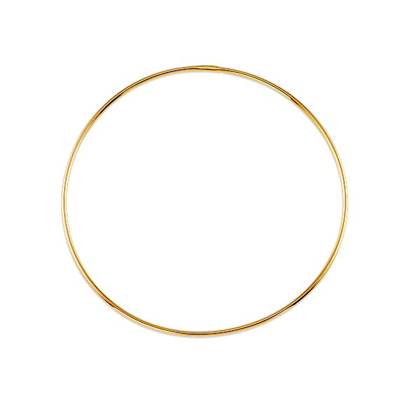 Large and lightweight 10K yellow gold hoop earrings, with a 52mm diameter and a 1mm width, offering an elegant and subtle style accent.