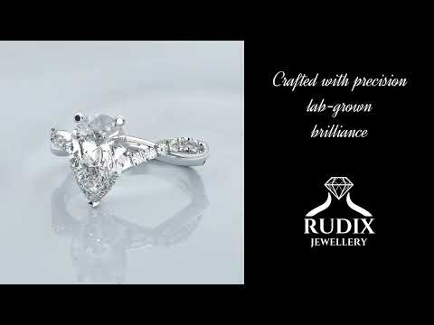 Pear Shaped Diamond Twisted Engagement Ring - 1.8 CT Lab Grown, E Color, VVS2 Clarity
