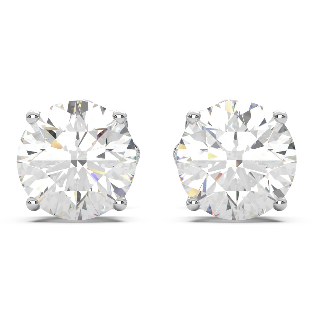 Luxury stud earrings with natural diamonds and moissanites set in white gold - Rudix Jewellery, ships throughout Canada from Hamilton