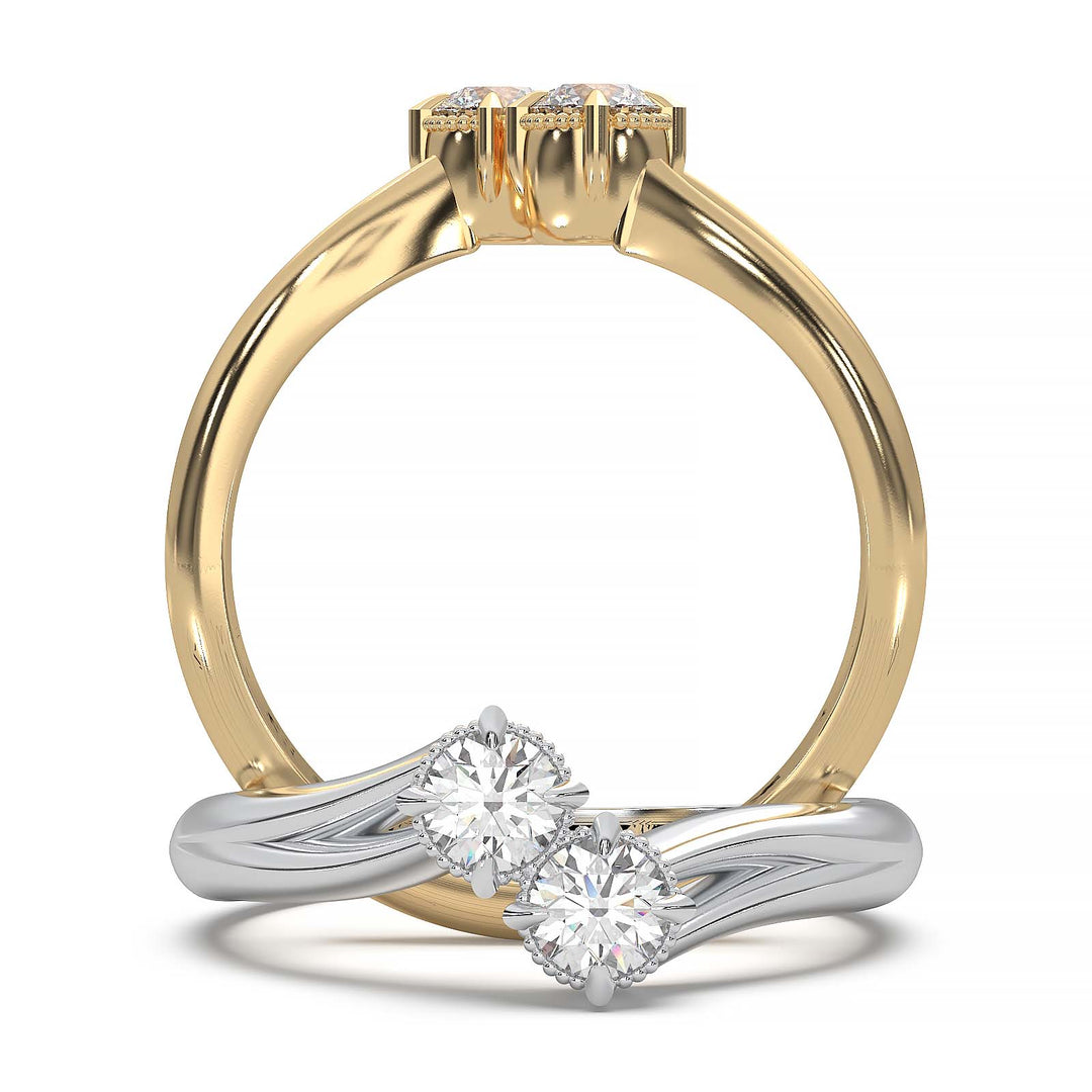 Elegant Toi et Moi Dual-Stone Ring with Intricate Design