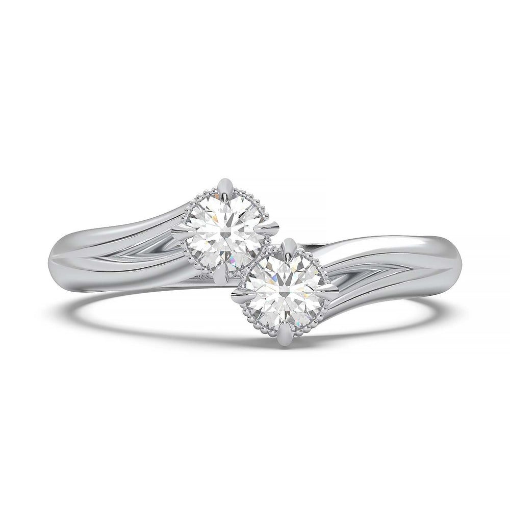 Elegant Toi et Moi Dual-Stone Ring with Intricate Design