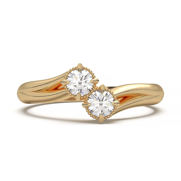Elegant Toi et Moi Dual-Stone Ring with Intricate Design