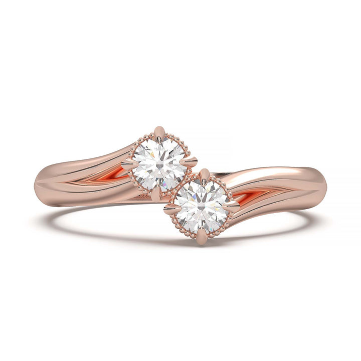 Elegant Toi et Moi Dual-Stone Ring with Intricate Design