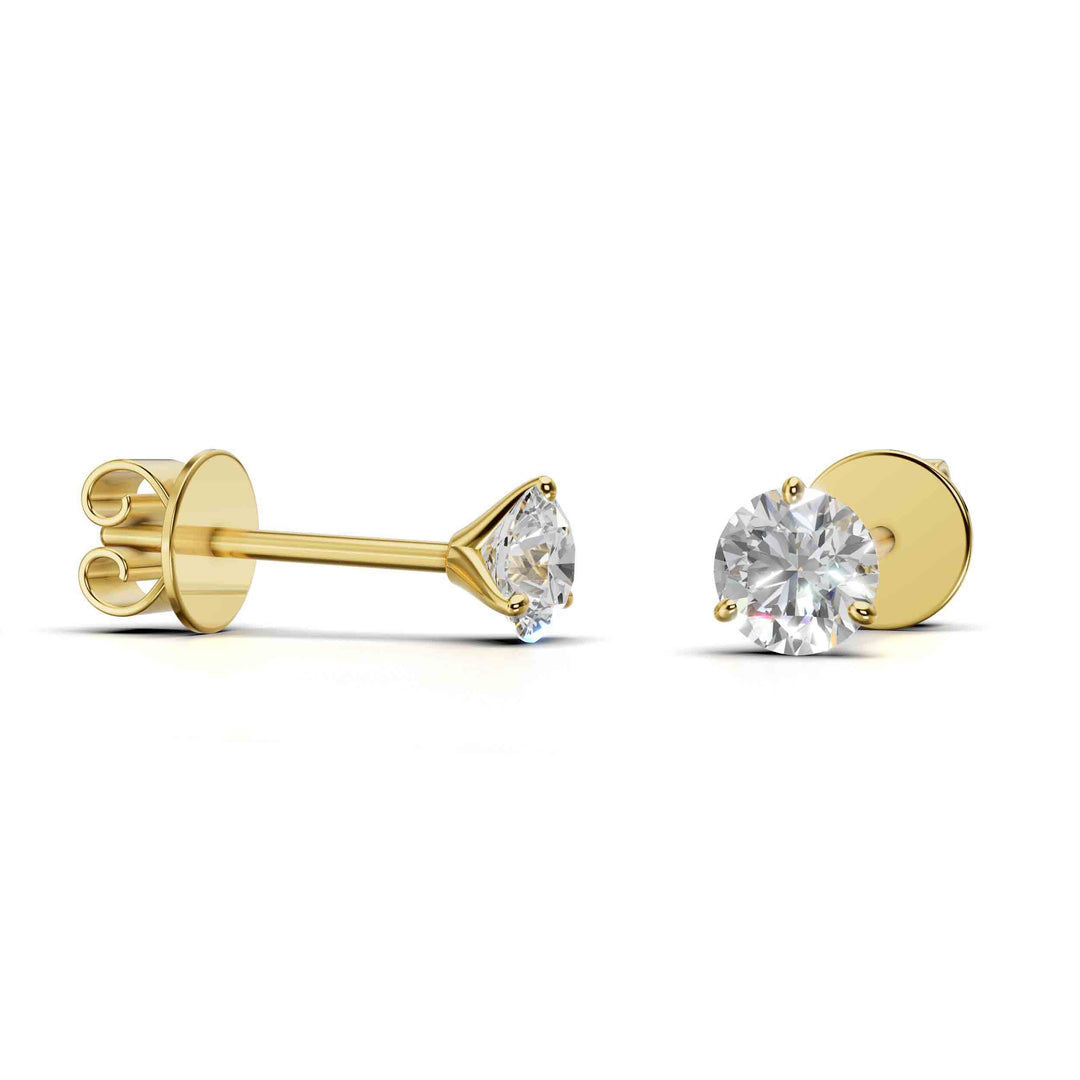 round lab-grown diamond stud earrings yellow gold