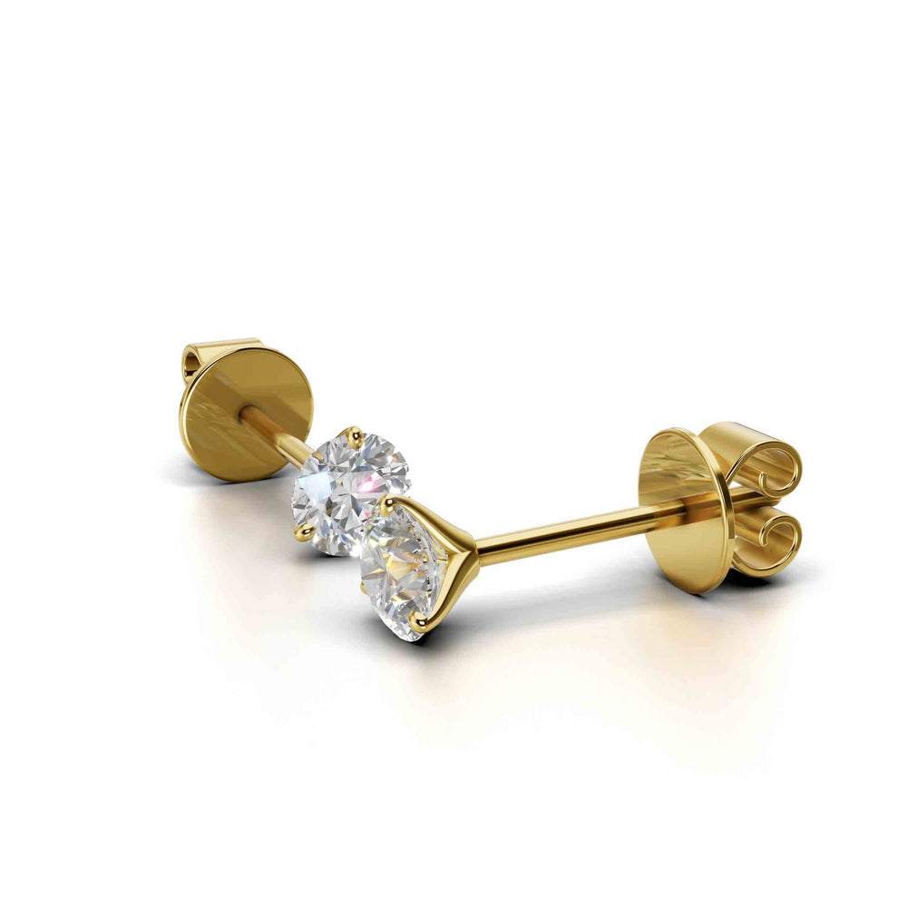 round lab-grown diamond stud earrings yellow gold